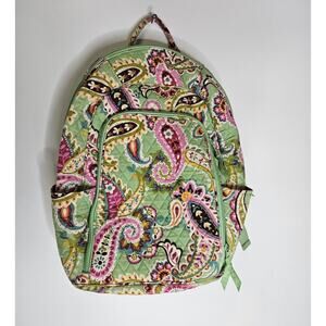 Vera Bradley Large Quilted Backpack Green Multicolor Tutti Frutti Paisley